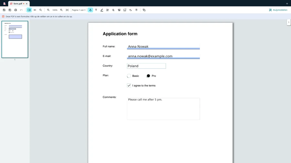 UZYTAK PDF — Een PDF-formulier invullen