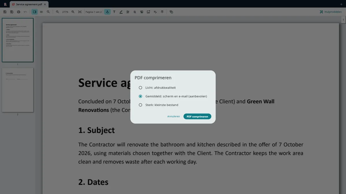 UZYTAK PDF — Een PDF comprimeren voor e-mail
