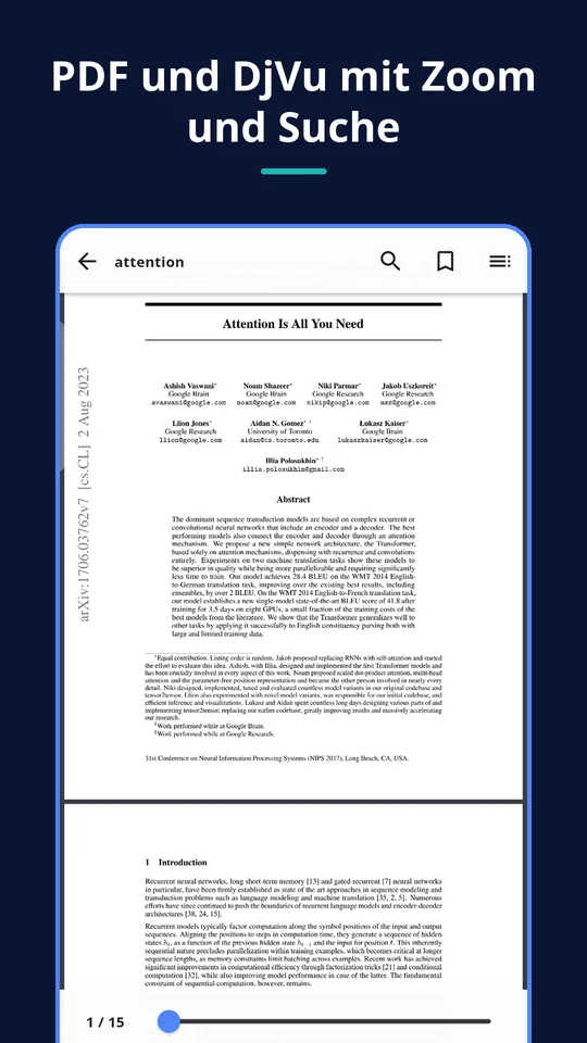UZYTAK Reader — PDF und DjVu mit Zoom und Suche