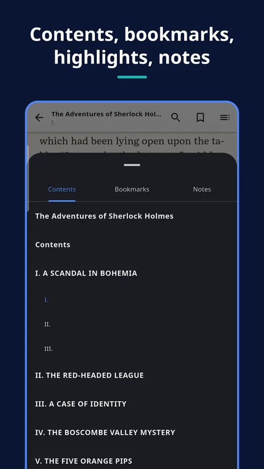 UZYTAK Reader — Contents, bookmarks, highlights, notes