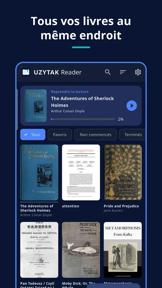 UZYTAK Reader — Tous vos livres au même endroit