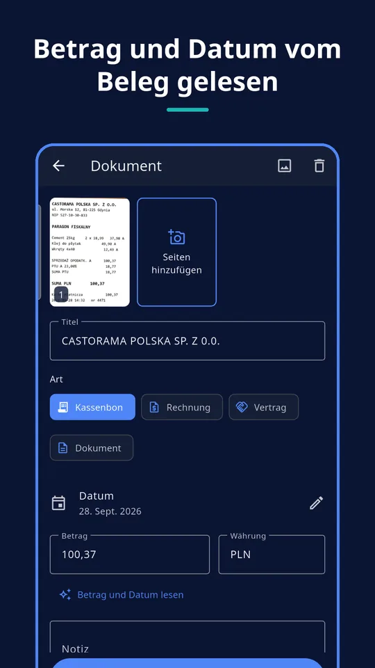 UZYTAK Scan — Kassenbon