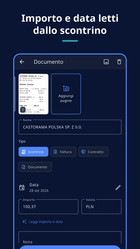 UZYTAK Scan — Scontrino