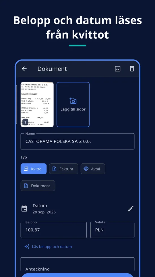 UZYTAK Scan — Kvitto