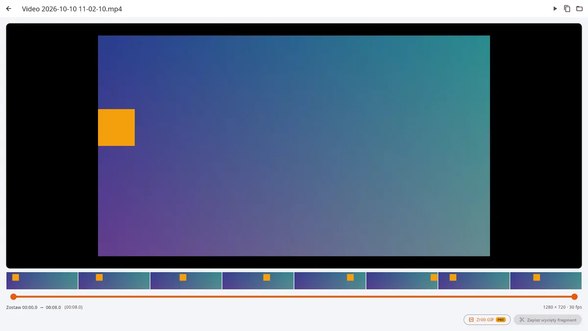 UZYTAK Shot — Wideo z ekranu: przytnij początek i koniec albo zrób GIF
