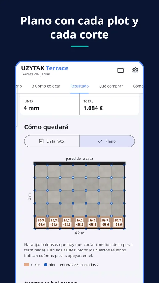 UZYTAK Terrace — Plano con cada plot y cada corte