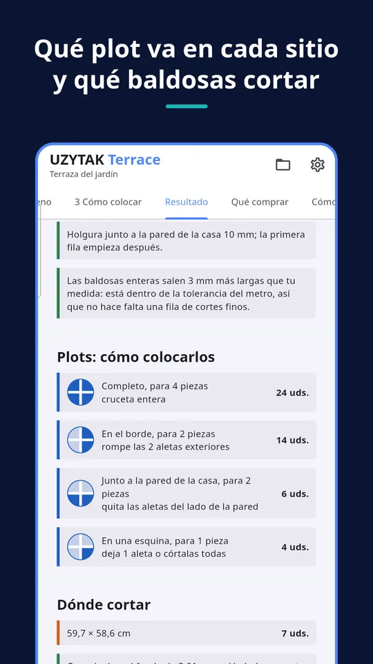 UZYTAK Terrace — Qué plot va en cada sitio y qué baldosas cortar