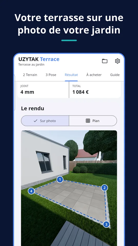 UZYTAK Terrace — Votre terrasse sur une photo de votre jardin