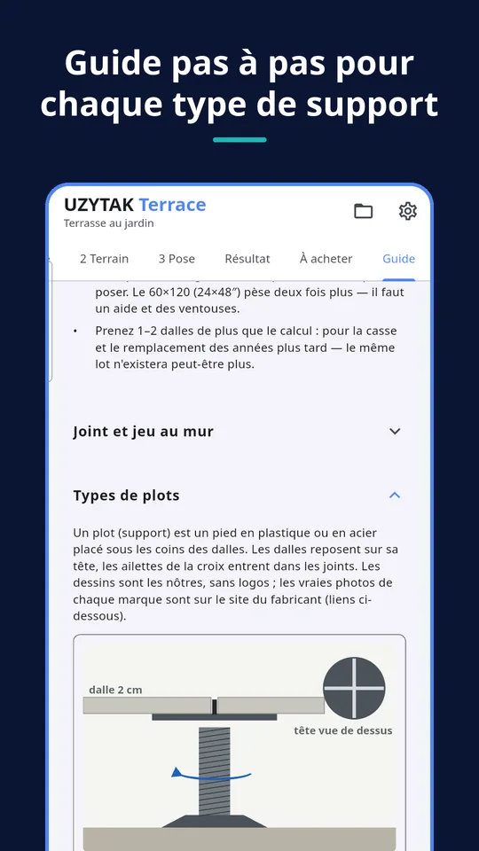 UZYTAK Terrace — Guide pas à pas pour chaque type de support