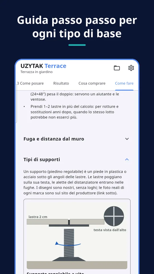 UZYTAK Terrace — Guida passo passo per ogni tipo di base