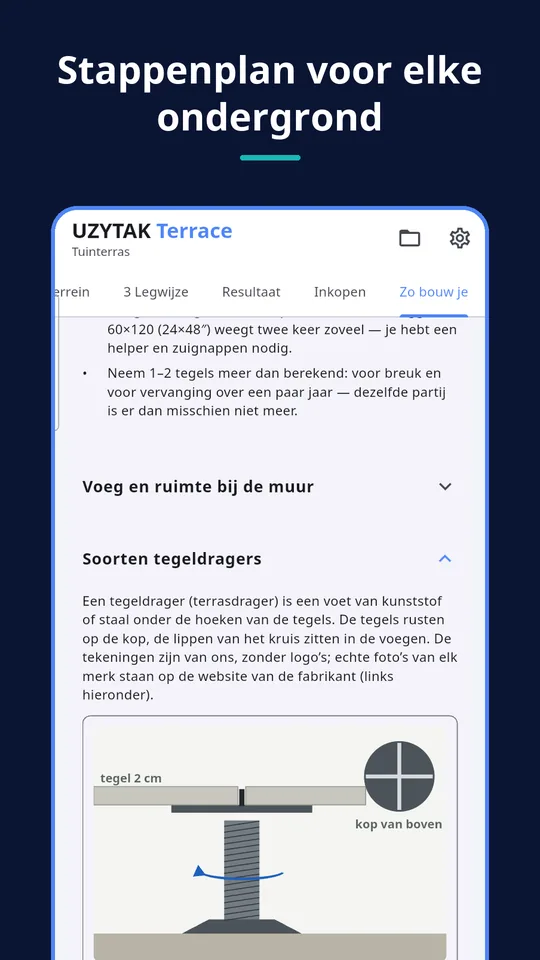 UZYTAK Terrace — Stappenplan voor elke ondergrond