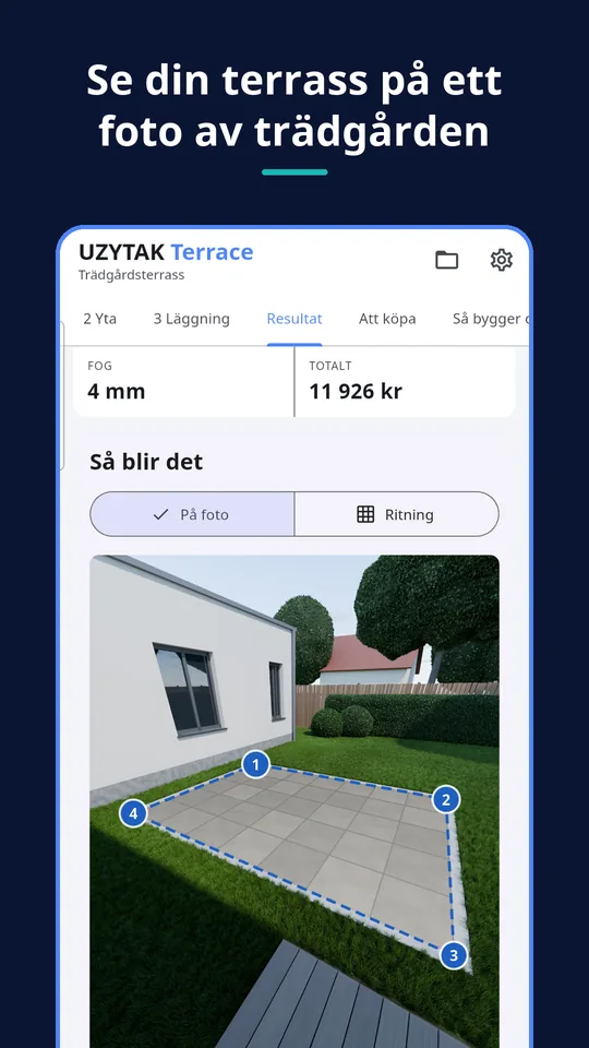 UZYTAK Terrace — Se din terrass på ett foto av trädgården