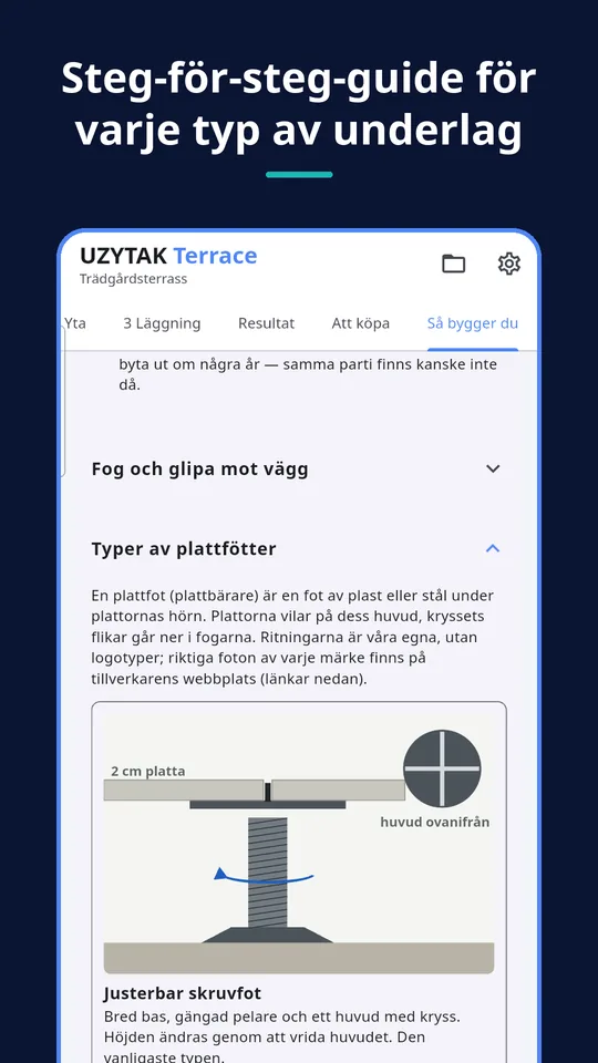 UZYTAK Terrace — Steg-för-steg-guide för varje typ av underlag