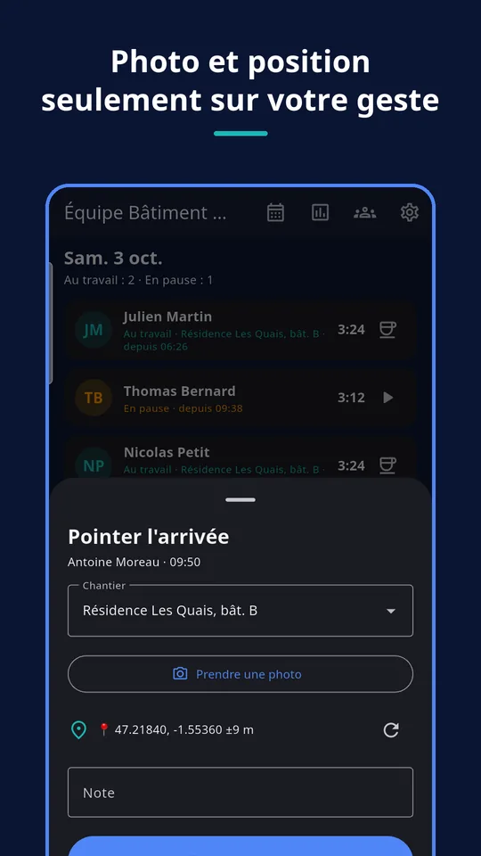 UZYTAK Time — Pointer l’arrivée