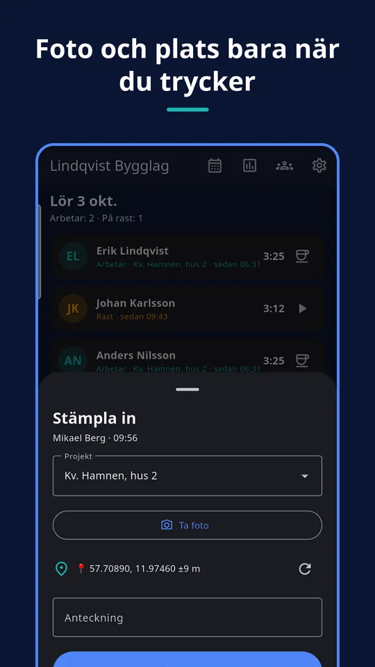 UZYTAK Time — Stämpla in
