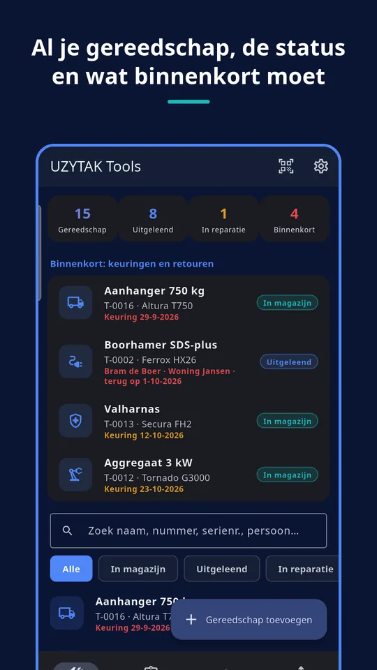 UZYTAK Tools — Gereedschapslijst