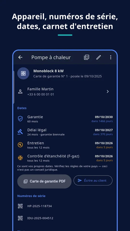 UZYTAK Warranty & Service Book — Fiche installation