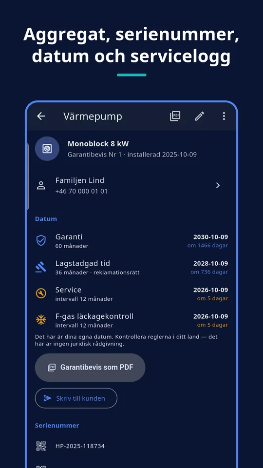 UZYTAK Warranty & Service Book — Installationssida
